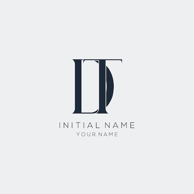 Free vector minimalist letter d t logo design for personal brand or company