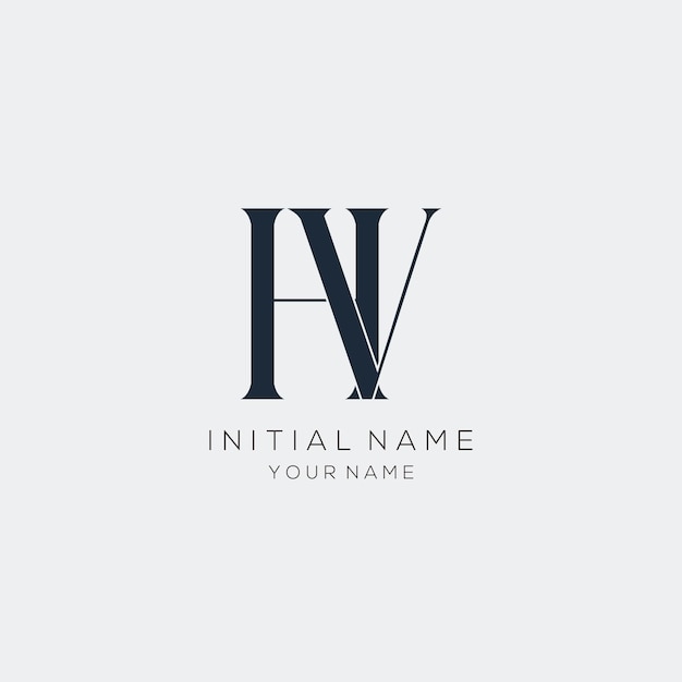 Free Vector minimalist letter h v logo design for personal brand or company