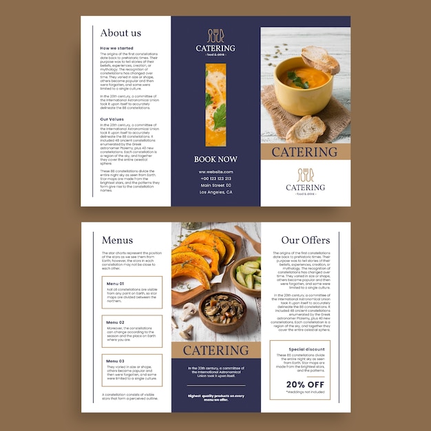 Minimalist linear catering brochure template