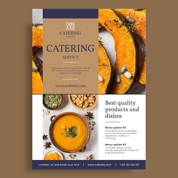 Minimalist linear catering flyer template