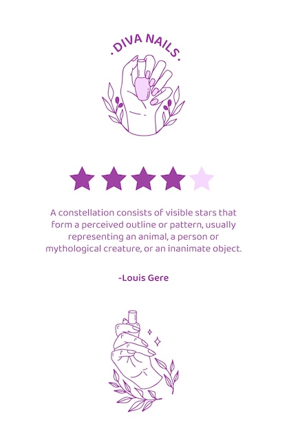 Minimalist linear diva nail salon customer review blog graphics