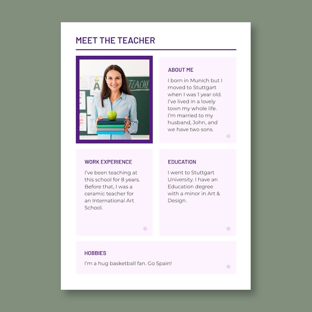 Minimalist meet your teacher worksheet