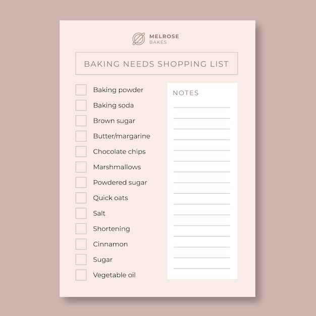 Minimalist melrose bakes shopping checklist