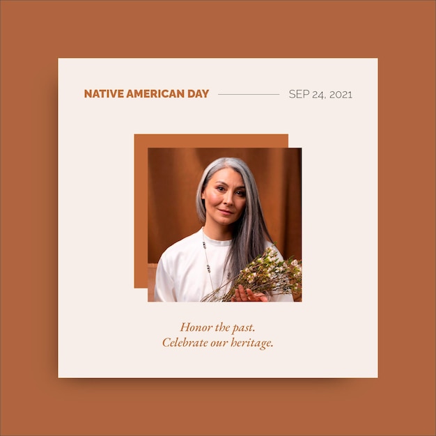 Minimalist native american day instagram post