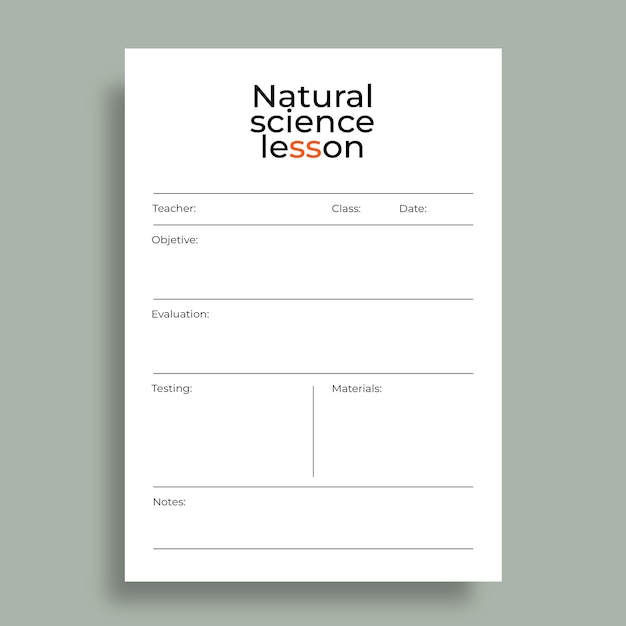 Minimalist natural science lesson plan