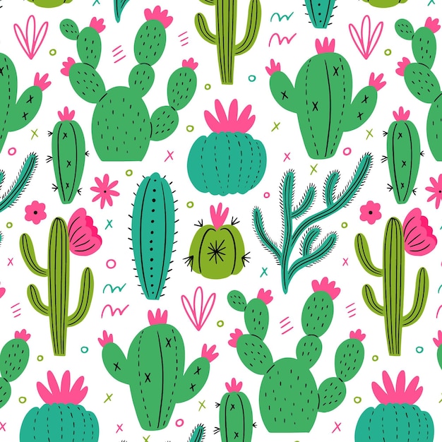 Minimalist pattern with cactus plants