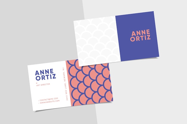 Minimalist pink and violet visit business card