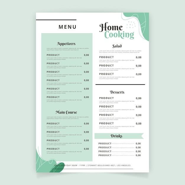 Minimalist restaurant menu templat