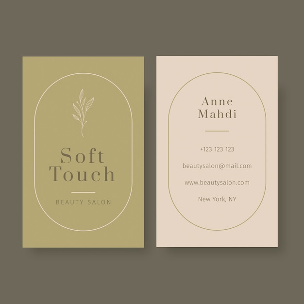 Free vector minimalist soft touch beauty salon business card