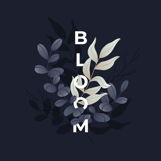 Free Vector minimalist spring leaves with "bloom" word