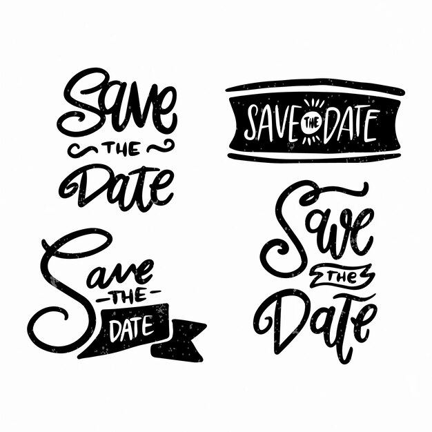 Minimalist stroke black lettering with save the date