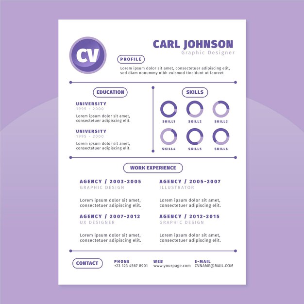 Minimalist style curriculum vitae template