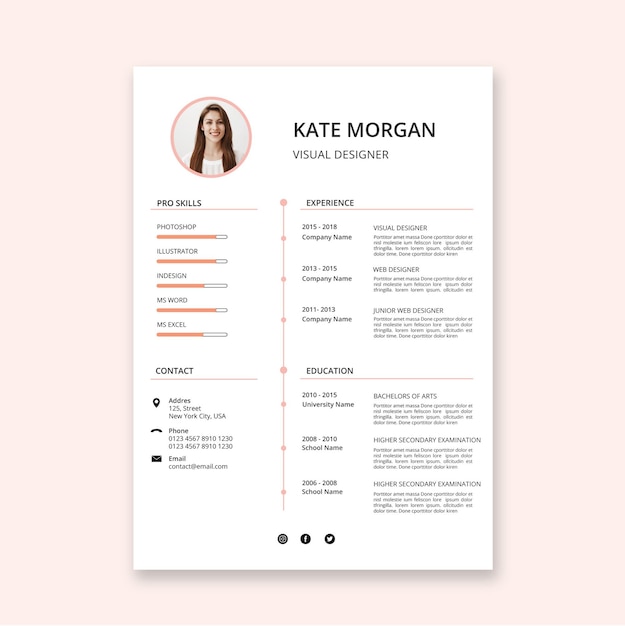 Minimalist style resume templates