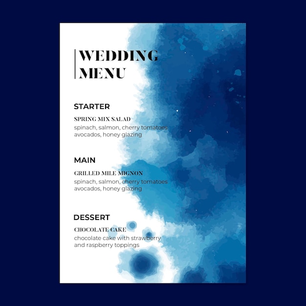 Minimalist style wedding menu