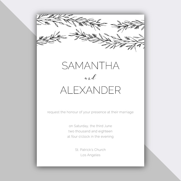 Minimalist wedding design with hand drawn elements