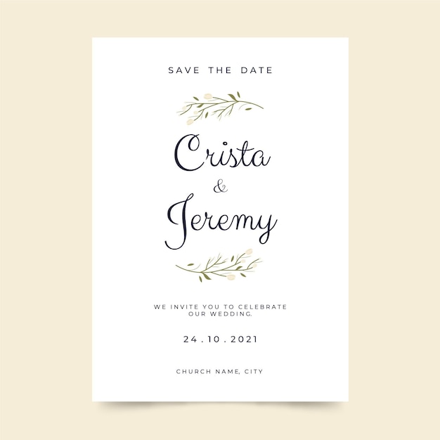 Minimalist wedding invitation template