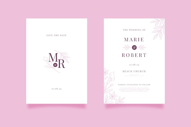 Minimalist wedding invitation