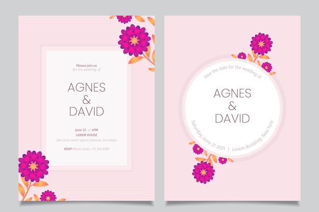 Minimalistic floral wedding invitation