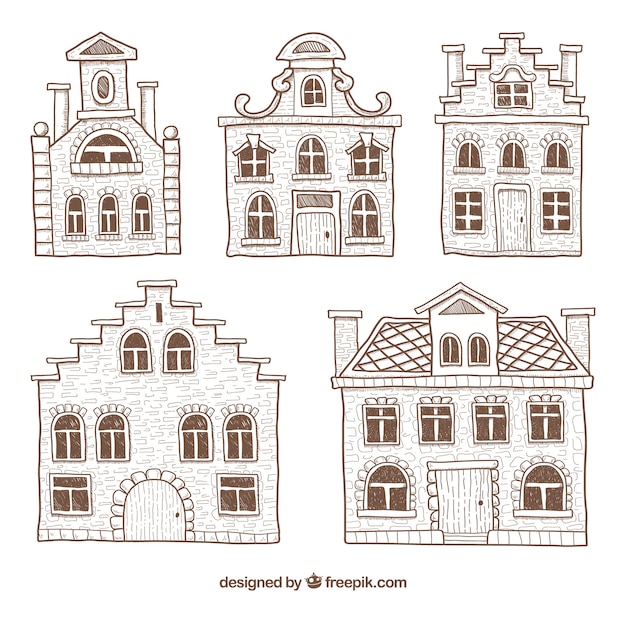 Free vector minimalistic hand drawn houses