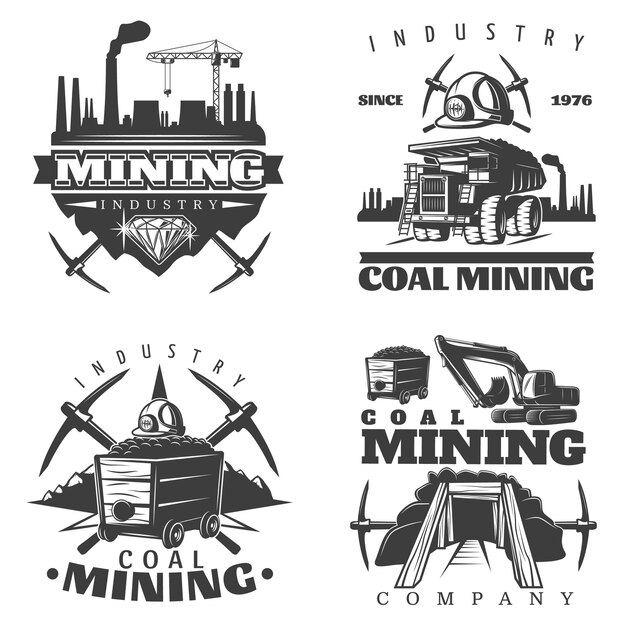 Mining logo Designs Set