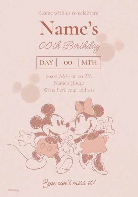 Minnie Mouse Pink and Gold Invitation