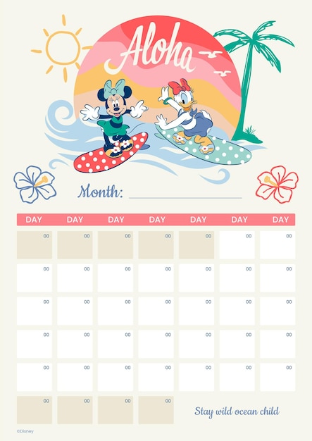 Minnie Mouse Summer Calendar