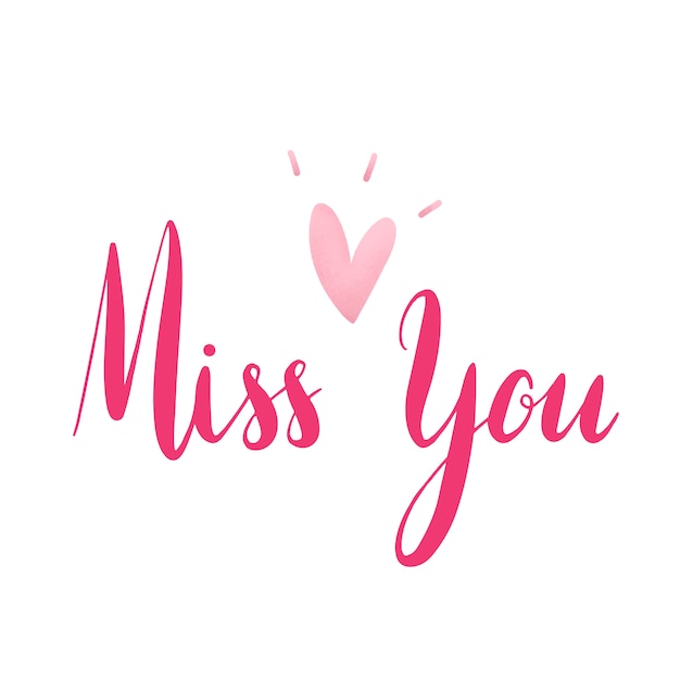 Miss you typography vector in pink