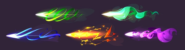 Free Vector missile arrow trail vfx magic spell game effect