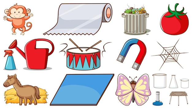 Free Vector mixed objects and animals