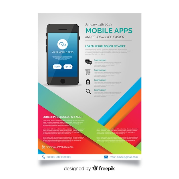 Free vector mobile app flyer template