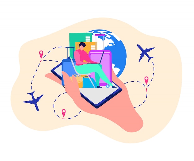 Mobile Application for Travelers Vector Concept