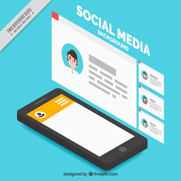 Mobile background and social networks in isometric style