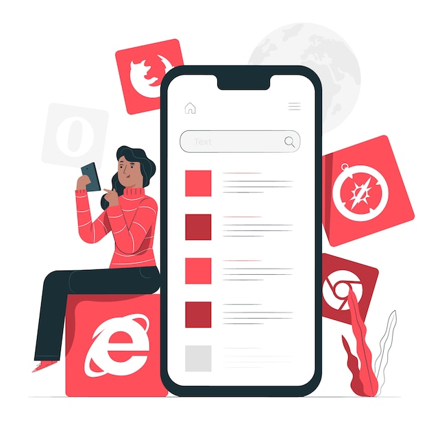 Mobile browsers concept illustration