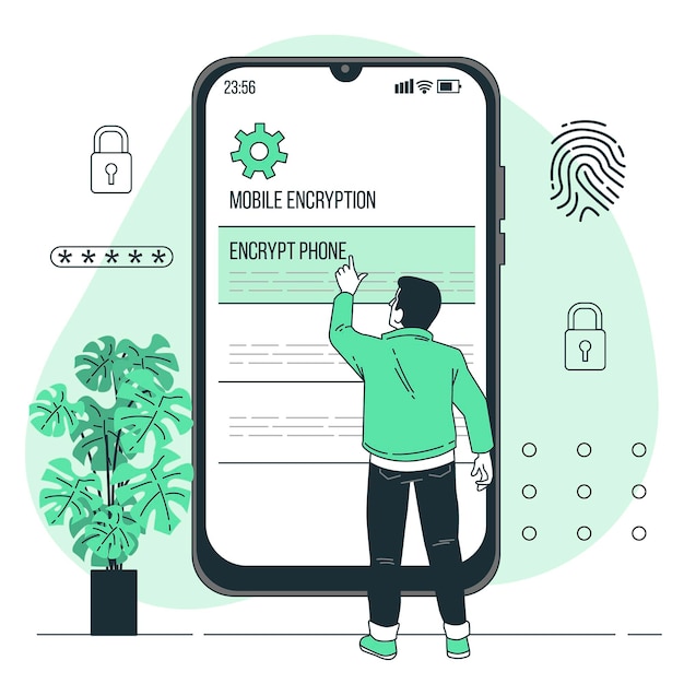 Free Vector mobile encryption concept illustration