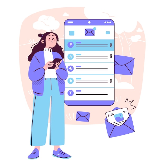 Mobile inbox concept illustration