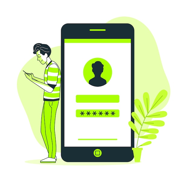 Mobile login concept illustration