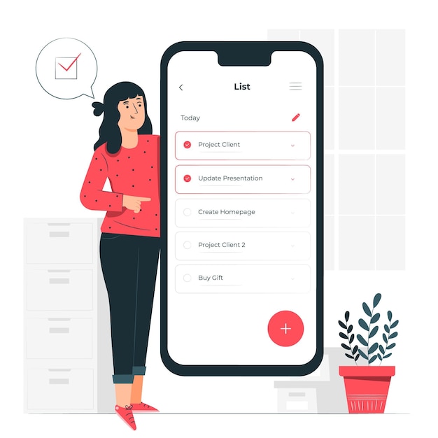 Mobile note list concept illustration