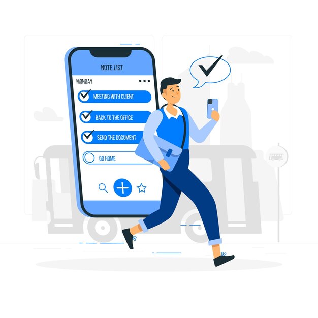 Mobile note list concept illustration