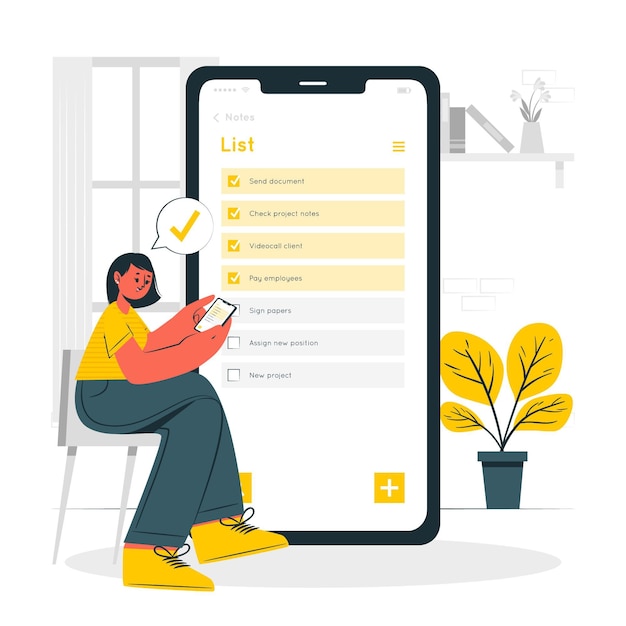 Mobile note list concept illustration