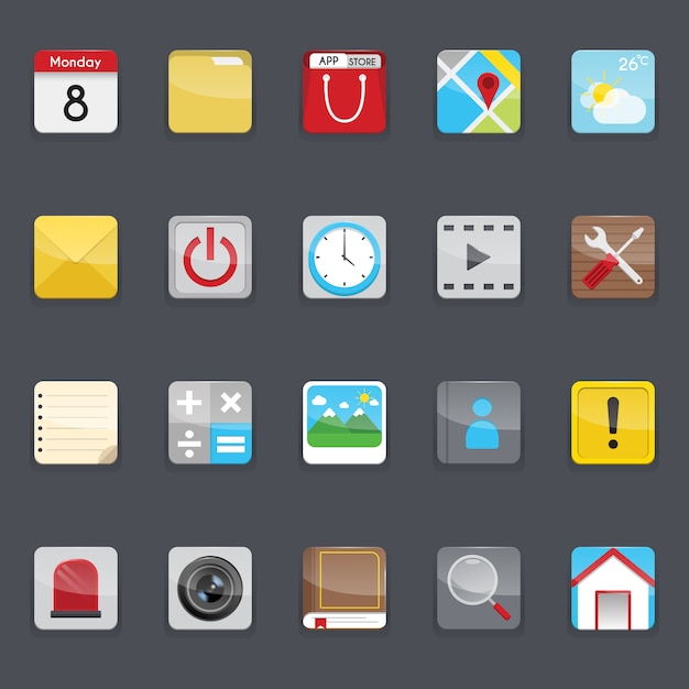 Mobile phone menu icons collection