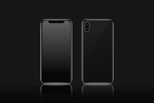 Free Vector mobile phone mockup front and rear view