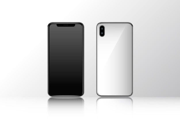 Mobile phone mockup front and rear view