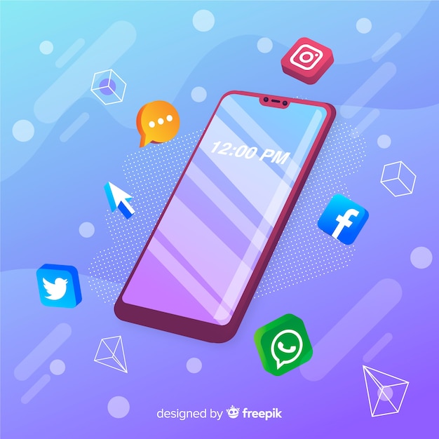 Free Vector mobile phone with applications icons