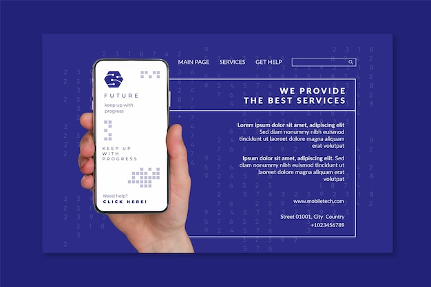 Free Vector mobile tech landing page template