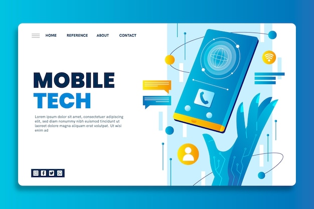 Free Vector mobile tech seo landing page