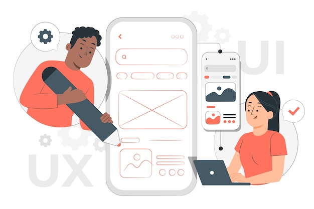 Mobile ui-ux concept illustration