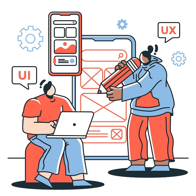 Free Vector mobile ui-ux concept illustration