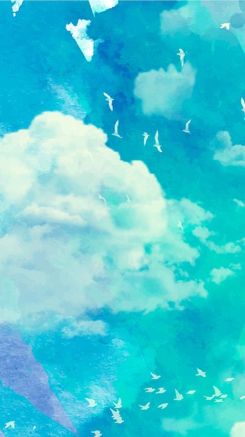 Free vector mobile wallpaper with watercolor sky