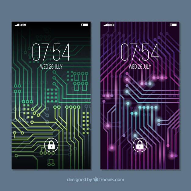 Mobile wallpapers with luminous circuit