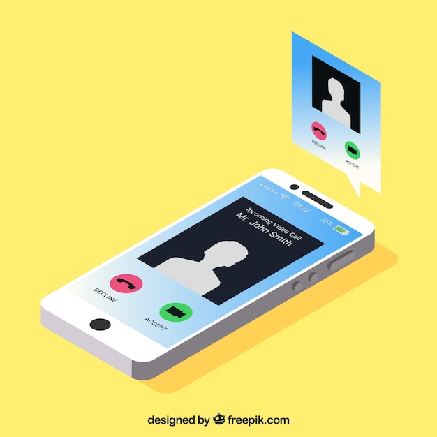 Free Vector mobile with notification in isometric style